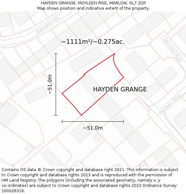 HAYDEN GRANGE, MOYLEEN RISE, MARLOW, SL7 2DP: Plot and title map