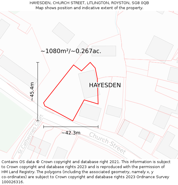 HAYESDEN, CHURCH STREET, LITLINGTON, ROYSTON, SG8 0QB: Plot and title map