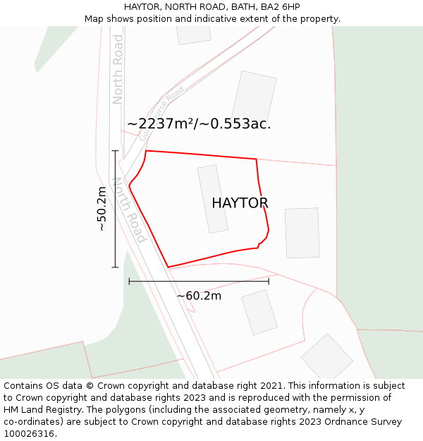 HAYTOR, NORTH ROAD, BATH, BA2 6HP: Plot and title map