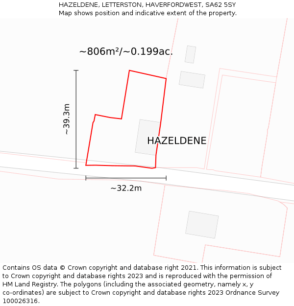 HAZELDENE, LETTERSTON, HAVERFORDWEST, SA62 5SY: Plot and title map