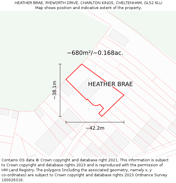 HEATHER BRAE, RYEWORTH DRIVE, CHARLTON KINGS, CHELTENHAM, GL52 6LU: Plot and title map