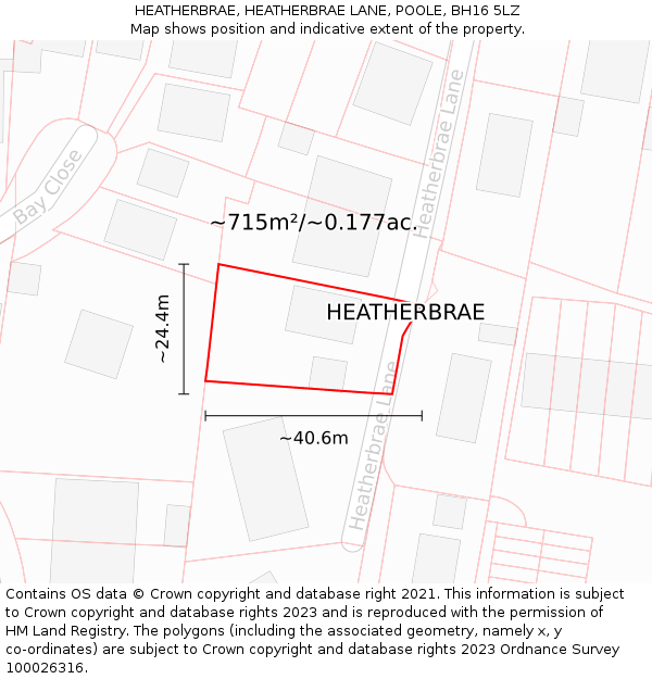 HEATHERBRAE, HEATHERBRAE LANE, POOLE, BH16 5LZ: Plot and title map