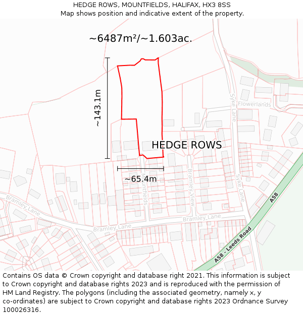 HEDGE ROWS, MOUNTFIELDS, HALIFAX, HX3 8SS: Plot and title map