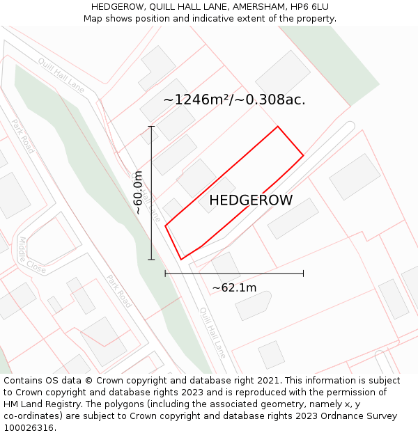 HEDGEROW, QUILL HALL LANE, AMERSHAM, HP6 6LU: Plot and title map