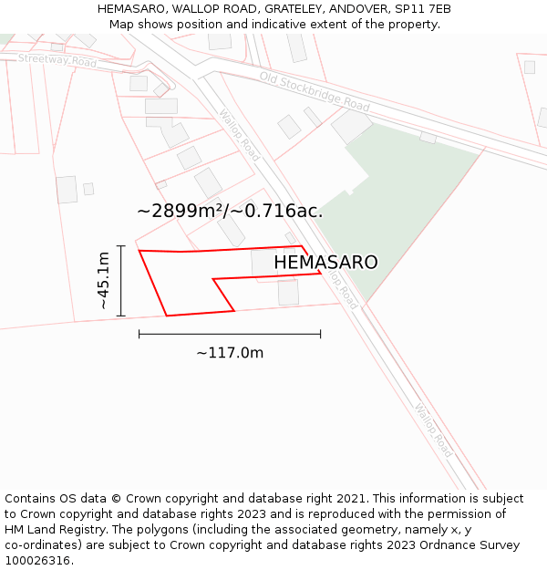 HEMASARO, WALLOP ROAD, GRATELEY, ANDOVER, SP11 7EB: Plot and title map