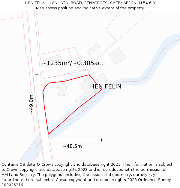 HEN FELIN, LLANLLYFNI ROAD, PENYGROES, CAERNARFON, LL54 6LY: Plot and title map