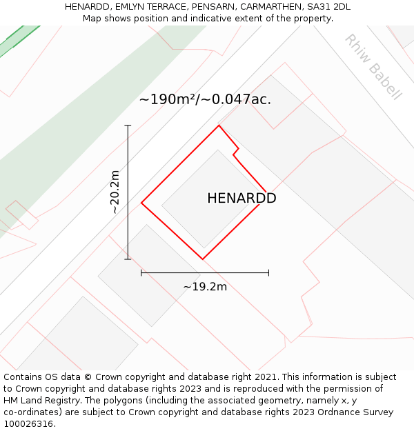 HENARDD, EMLYN TERRACE, PENSARN, CARMARTHEN, SA31 2DL: Plot and title map