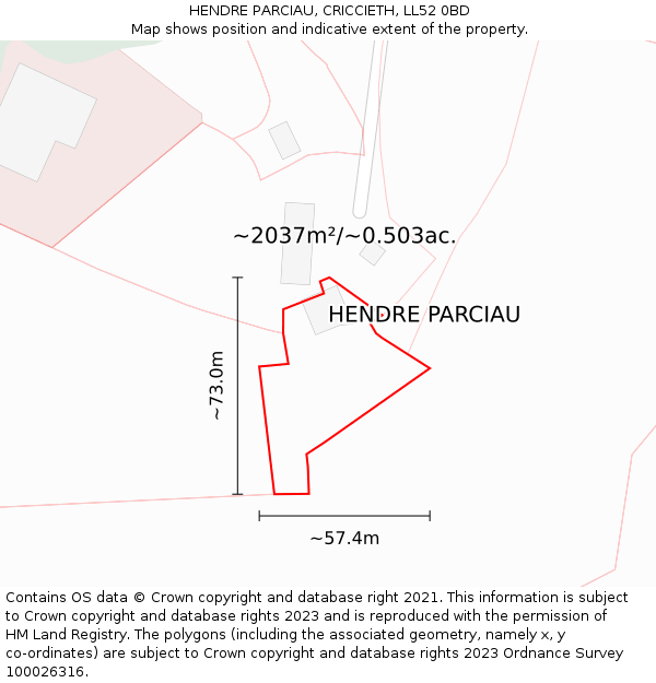 HENDRE PARCIAU, CRICCIETH, LL52 0BD: Plot and title map