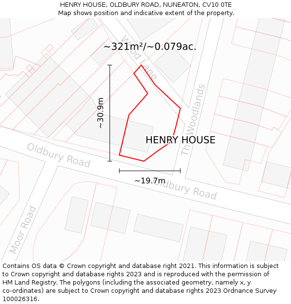 HENRY HOUSE, OLDBURY ROAD, NUNEATON, CV10 0TE: Plot and title map