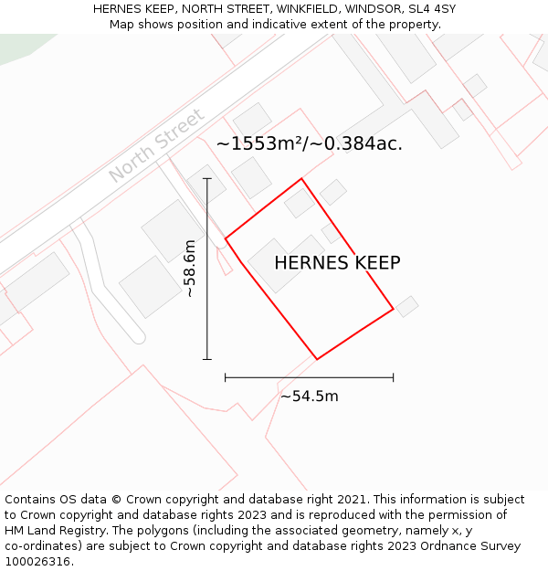 HERNES KEEP, NORTH STREET, WINKFIELD, WINDSOR, SL4 4SY: Plot and title map