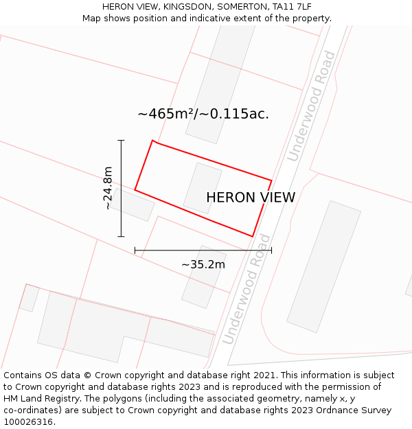 HERON VIEW, KINGSDON, SOMERTON, TA11 7LF: Plot and title map