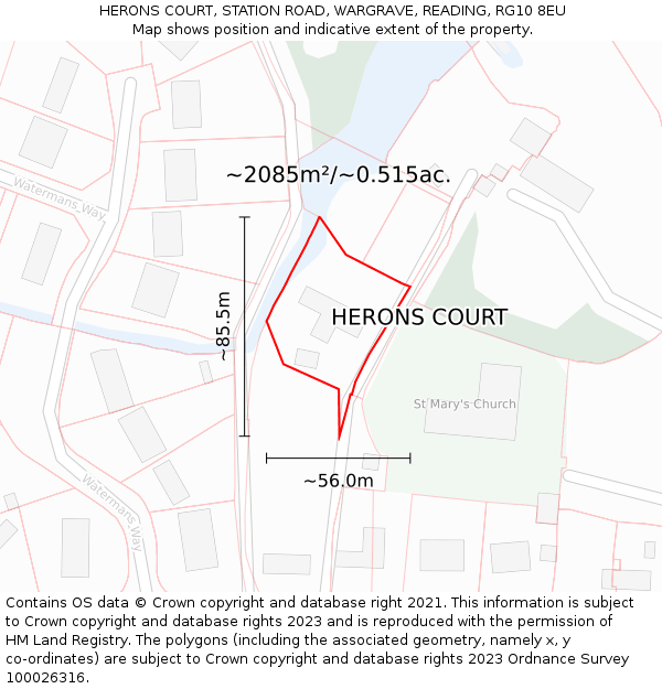 HERONS COURT, STATION ROAD, WARGRAVE, READING, RG10 8EU: Plot and title map