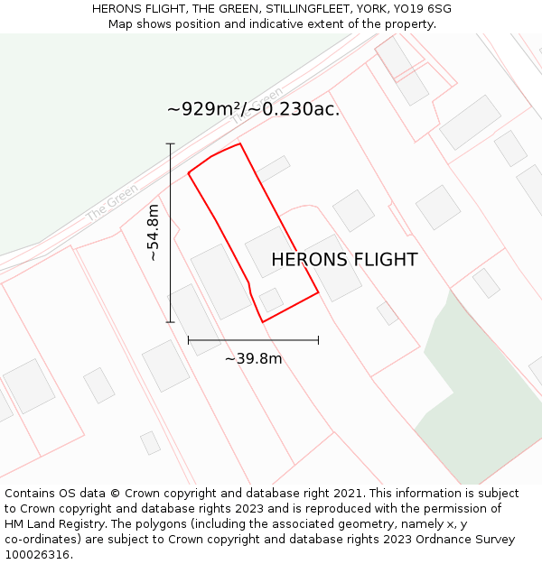 HERONS FLIGHT, THE GREEN, STILLINGFLEET, YORK, YO19 6SG: Plot and title map