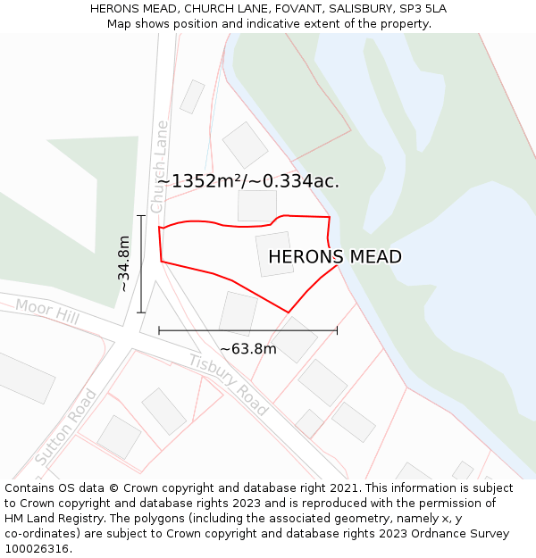 HERONS MEAD, CHURCH LANE, FOVANT, SALISBURY, SP3 5LA: Plot and title map