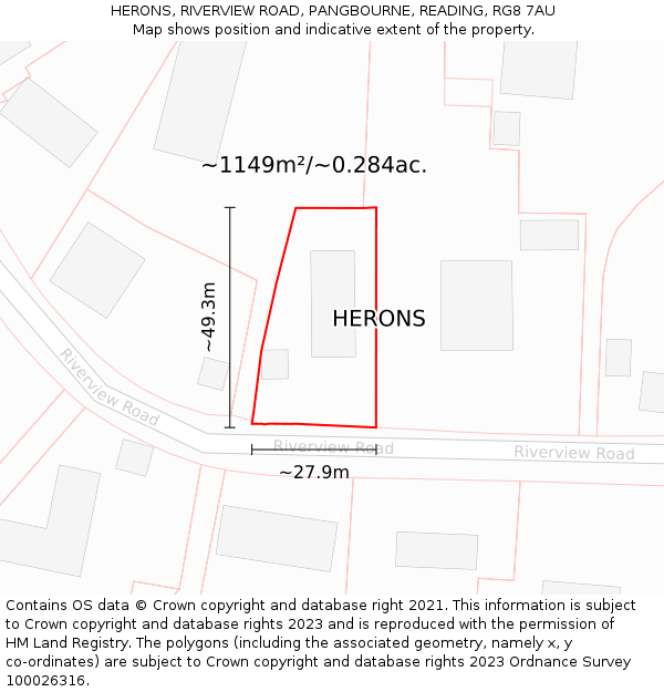 HERONS, RIVERVIEW ROAD, PANGBOURNE, READING, RG8 7AU: Plot and title map