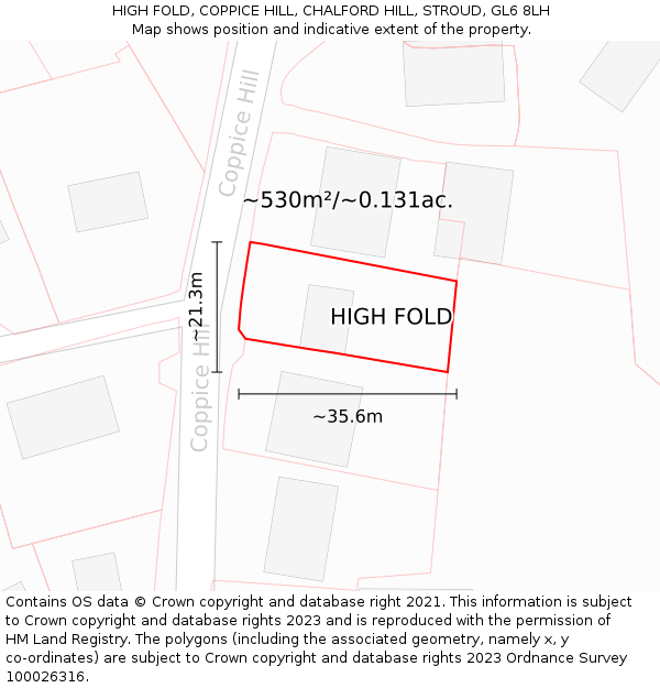 HIGH FOLD, COPPICE HILL, CHALFORD HILL, STROUD, GL6 8LH: Plot and title map