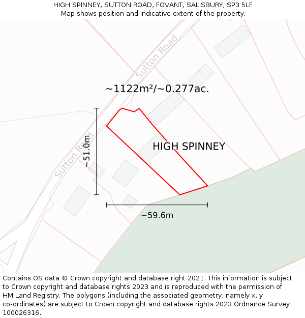 HIGH SPINNEY, SUTTON ROAD, FOVANT, SALISBURY, SP3 5LF: Plot and title map