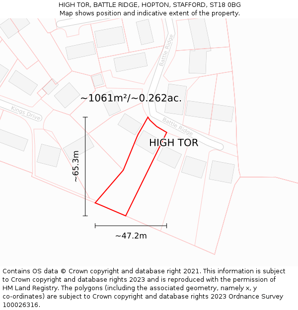 HIGH TOR, BATTLE RIDGE, HOPTON, STAFFORD, ST18 0BG: Plot and title map