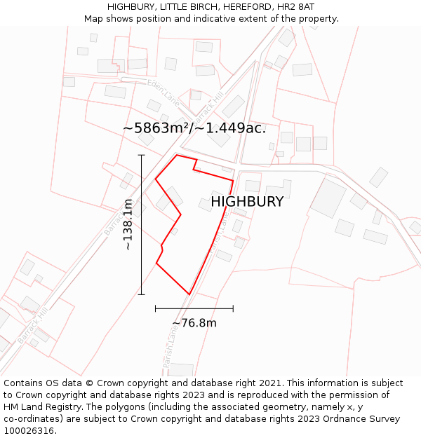 HIGHBURY, LITTLE BIRCH, HEREFORD, HR2 8AT: Plot and title map