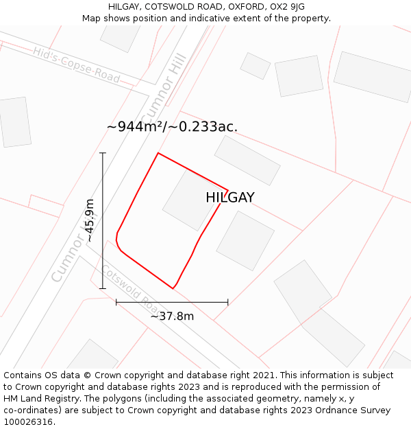 HILGAY, COTSWOLD ROAD, OXFORD, OX2 9JG: Plot and title map