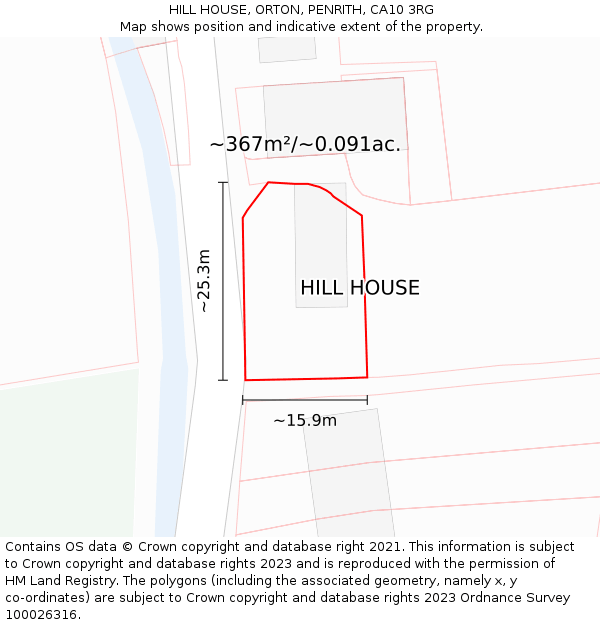 HILL HOUSE, ORTON, PENRITH, CA10 3RG: Plot and title map