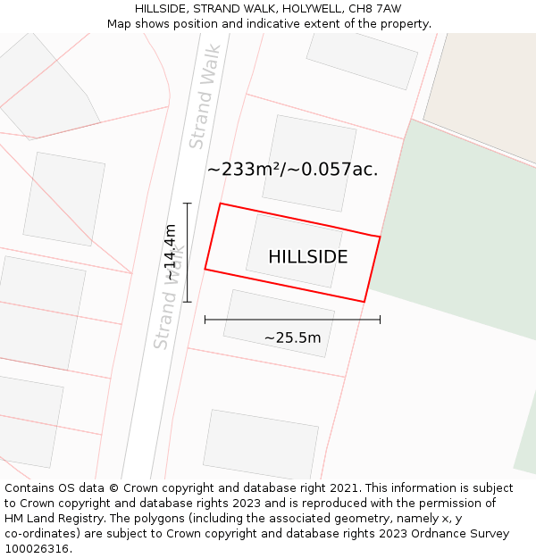 HILLSIDE, STRAND WALK, HOLYWELL, CH8 7AW: Plot and title map