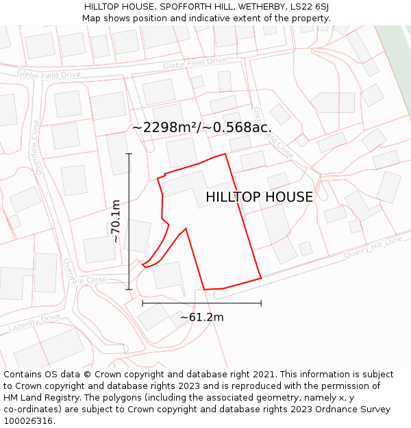 HILLTOP HOUSE, SPOFFORTH HILL, WETHERBY, LS22 6SJ: Plot and title map