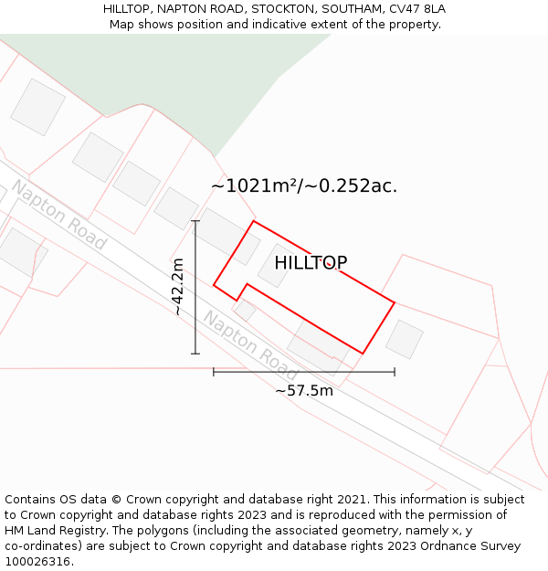 HILLTOP, NAPTON ROAD, STOCKTON, SOUTHAM, CV47 8LA: Plot and title map