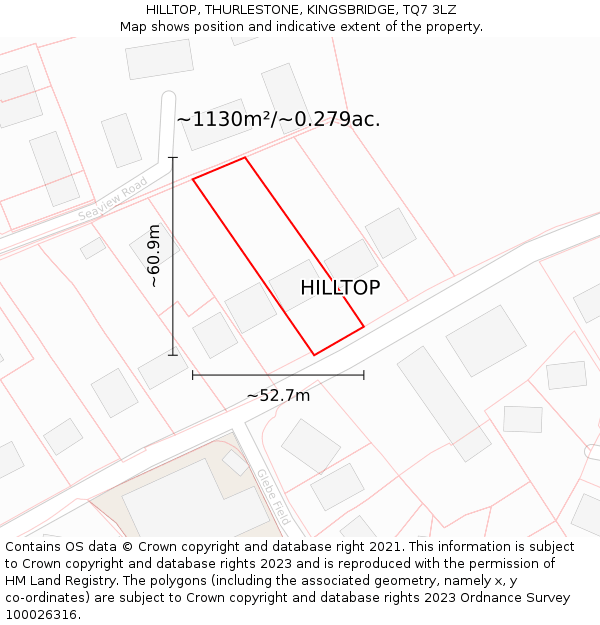 HILLTOP, THURLESTONE, KINGSBRIDGE, TQ7 3LZ: Plot and title map