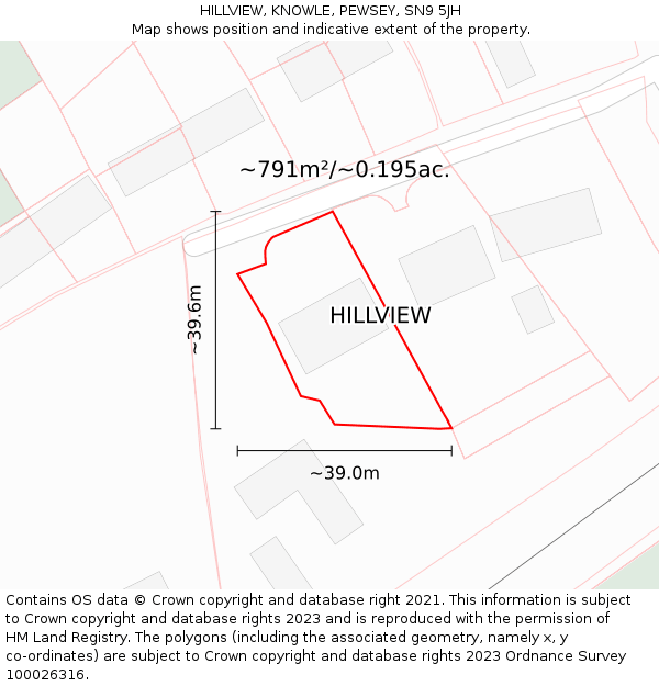 HILLVIEW, KNOWLE, PEWSEY, SN9 5JH: Plot and title map