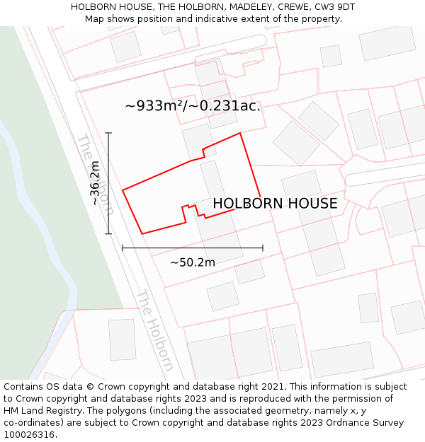 HOLBORN HOUSE, THE HOLBORN, MADELEY, CREWE, CW3 9DT: Plot and title map