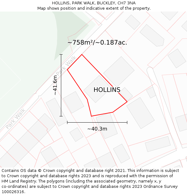 HOLLINS, PARK WALK, BUCKLEY, CH7 3NA: Plot and title map