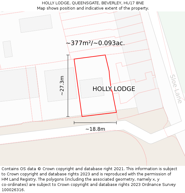 HOLLY LODGE, QUEENSGATE, BEVERLEY, HU17 8NE: Plot and title map