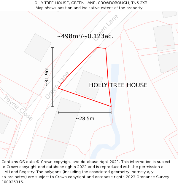 HOLLY TREE HOUSE, GREEN LANE, CROWBOROUGH, TN6 2XB: Plot and title map