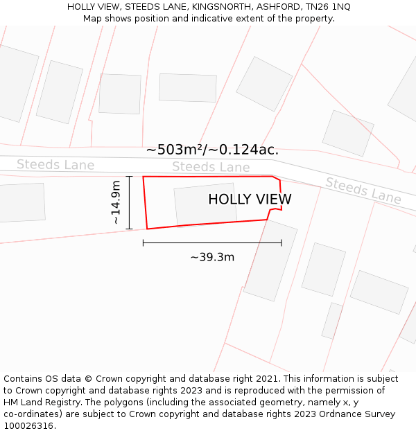 HOLLY VIEW, STEEDS LANE, KINGSNORTH, ASHFORD, TN26 1NQ: Plot and title map