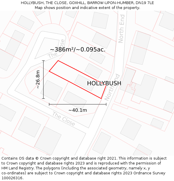 HOLLYBUSH, THE CLOSE, GOXHILL, BARROW-UPON-HUMBER, DN19 7LE: Plot and title map