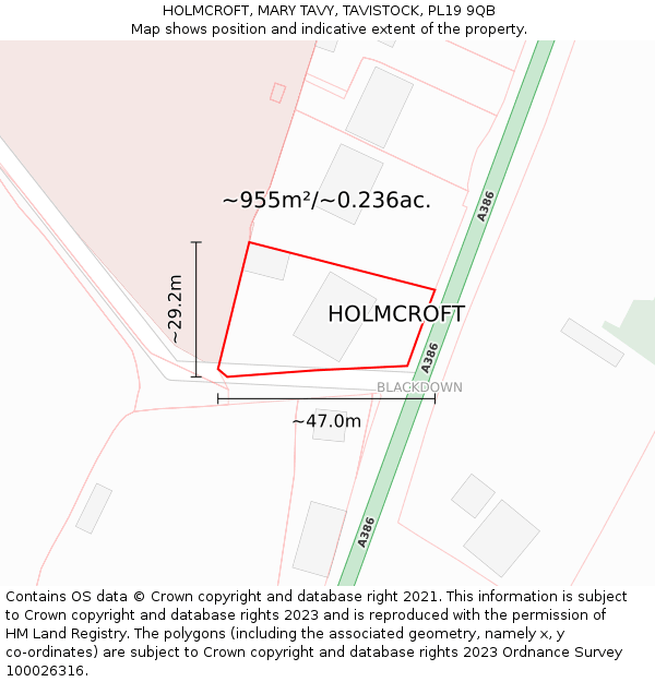 HOLMCROFT, MARY TAVY, TAVISTOCK, PL19 9QB: Plot and title map