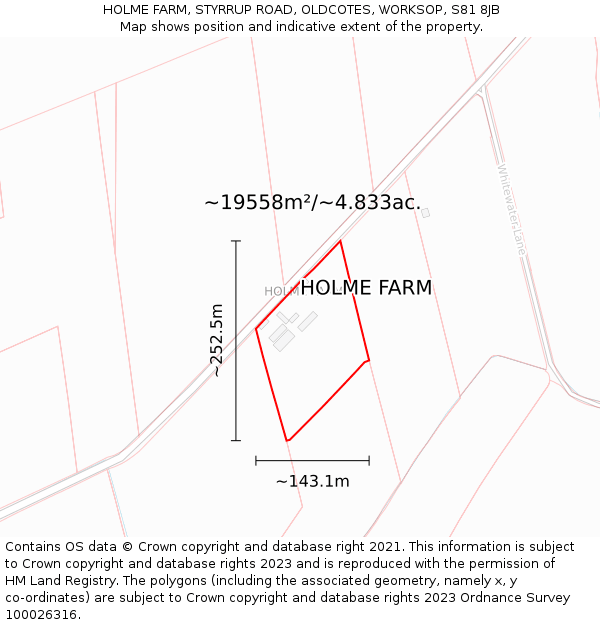 HOLME FARM, STYRRUP ROAD, OLDCOTES, WORKSOP, S81 8JB: Plot and title map