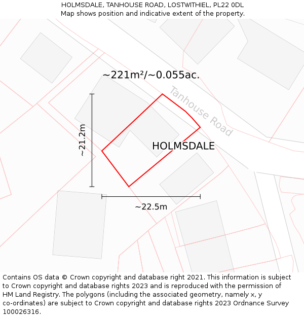 HOLMSDALE, TANHOUSE ROAD, LOSTWITHIEL, PL22 0DL: Plot and title map