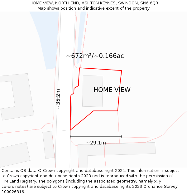 HOME VIEW, NORTH END, ASHTON KEYNES, SWINDON, SN6 6QR: Plot and title map