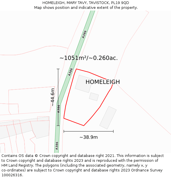 HOMELEIGH, MARY TAVY, TAVISTOCK, PL19 9QD: Plot and title map