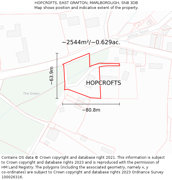 HOPCROFTS, EAST GRAFTON, MARLBOROUGH, SN8 3DB: Plot and title map