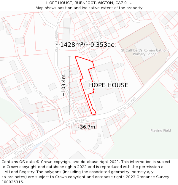 HOPE HOUSE, BURNFOOT, WIGTON, CA7 9HU: Plot and title map