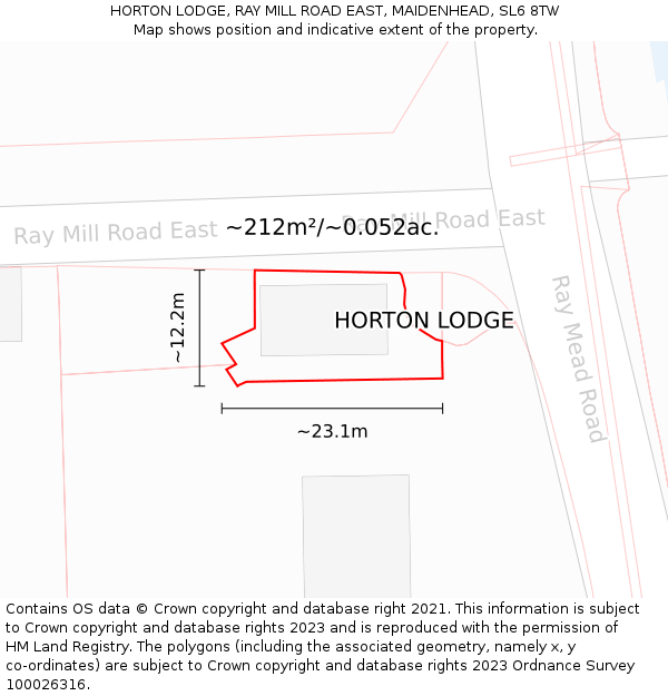 HORTON LODGE, RAY MILL ROAD EAST, MAIDENHEAD, SL6 8TW: Plot and title map