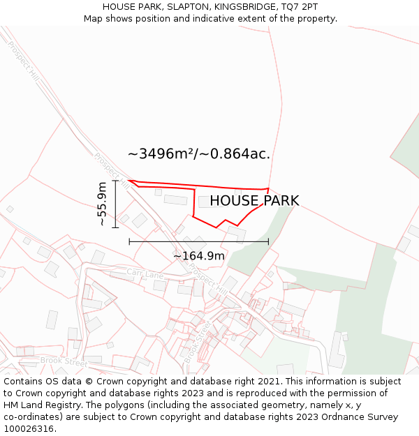 HOUSE PARK, SLAPTON, KINGSBRIDGE, TQ7 2PT: Plot and title map