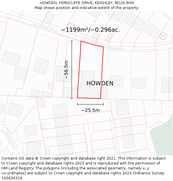 HOWDEN, FERNCLIFFE DRIVE, KEIGHLEY, BD20 6HN: Plot and title map