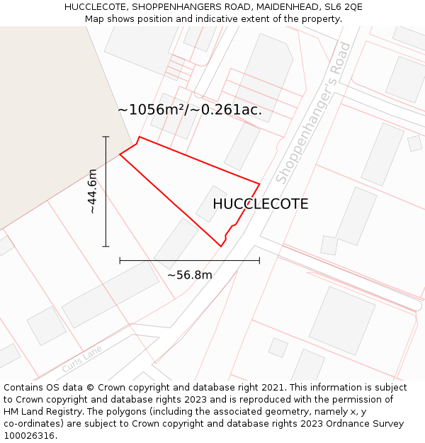 HUCCLECOTE, SHOPPENHANGERS ROAD, MAIDENHEAD, SL6 2QE: Plot and title map