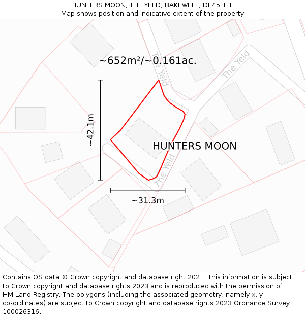 HUNTERS MOON, THE YELD, BAKEWELL, DE45 1FH: Plot and title map