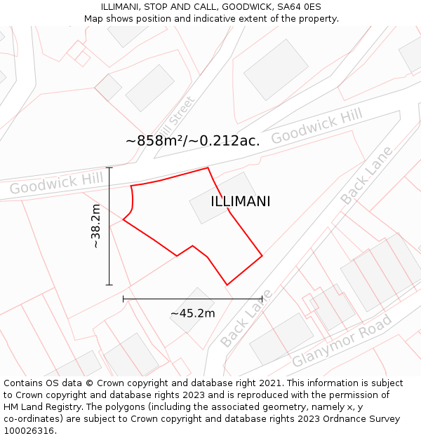 ILLIMANI, STOP AND CALL, GOODWICK, SA64 0ES: Plot and title map