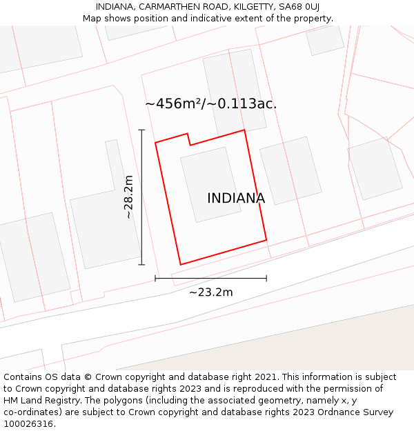 INDIANA, CARMARTHEN ROAD, KILGETTY, SA68 0UJ: Plot and title map